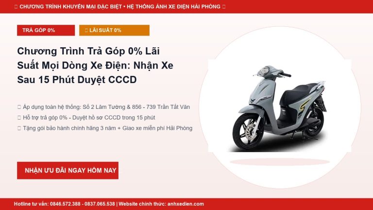Chương Trình Trả Góp 0% Lãi Suất Mọi Dòng Xe Điện: Nhận Xe Sau 15 Phút Duyệt CCCD