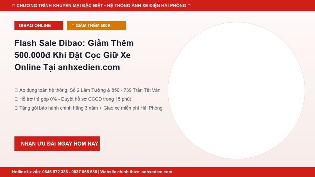 Flash Sale Dibao: Giảm Thêm 500.000đ Khi Đặt Cọc Giữ Xe Online Tại anhxedien.com