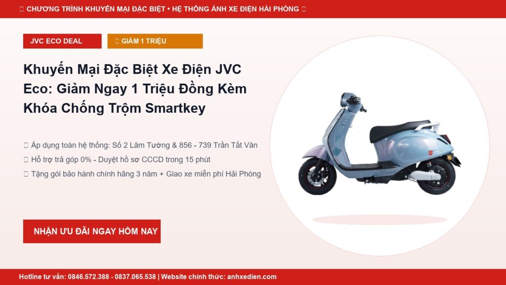 Khuyến Mại Đặc Biệt Xe Điện JVC Eco: Giảm Ngay 1 Triệu Đồng Kèm Khóa Chống Trộm Smartkey