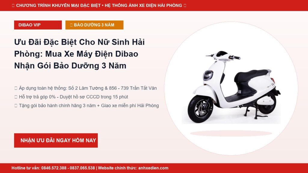 Ưu Đãi Đặc Biệt Cho Nữ Sinh Hải Phòng: Mua Xe Máy Điện Dibao Nhận Gói Bảo Dưỡng 3 Năm