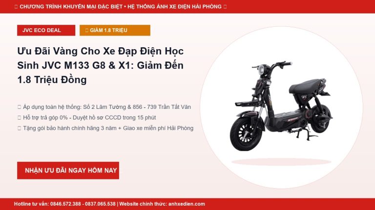 Ưu Đãi Vàng Cho Xe Đạp Điện Học Sinh JVC M133 G8 & X1: Giảm Đến 1.8 Triệu Đồng